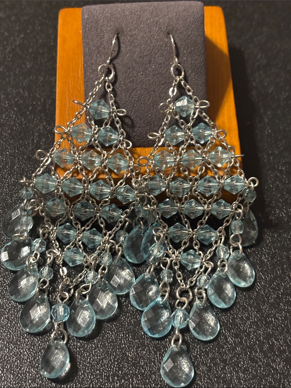 Light Blue‎ Crystal Chandelier Drop Earrings